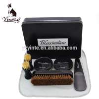 Luxury leather shoe shine horn brush cloth polish shoe care set