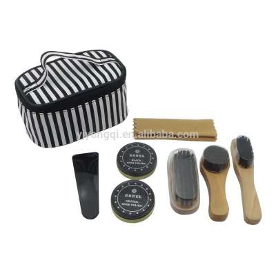 Best Travel Shoe Shine Care Set Wooden Polish Brush Kit Cleaning Tool